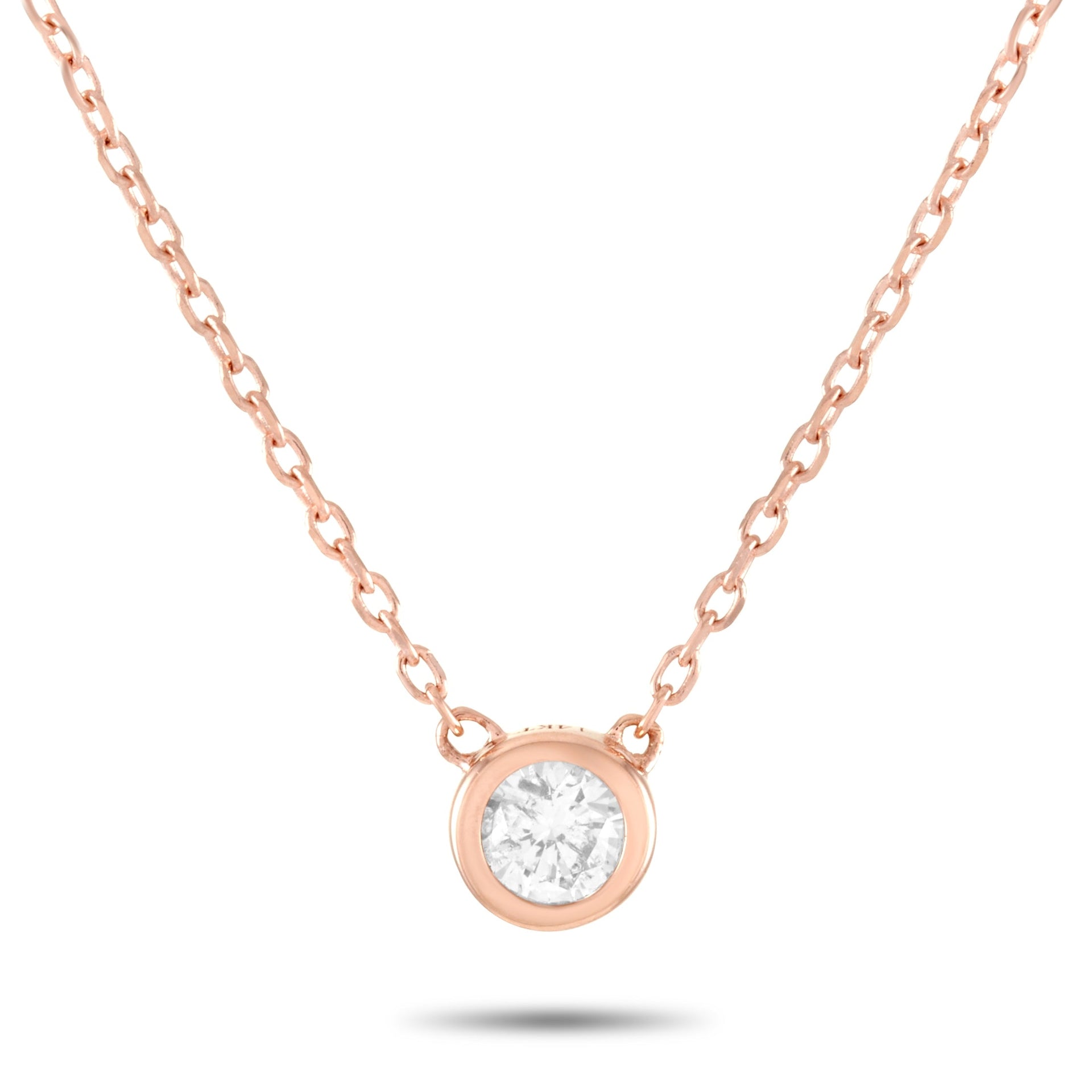 14K Rose Gold 0.10 ct Diamond Pendant Necklace