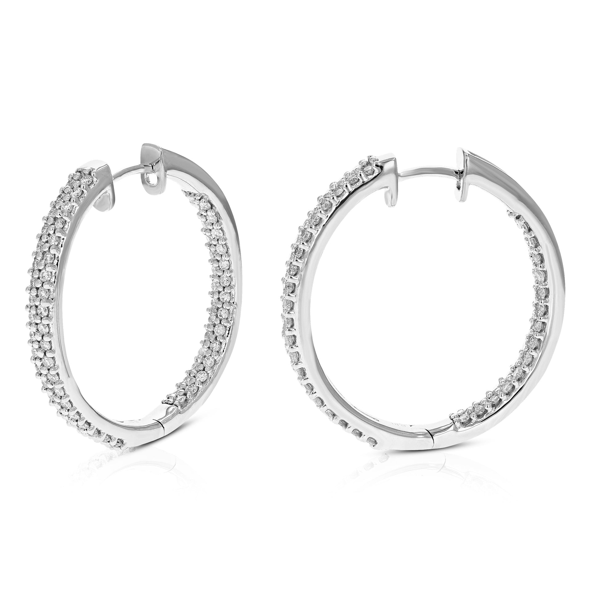 1.75 cttw Round Lab Grown Diamond Hoop Earring .925 Sterling Silver Prong Set
