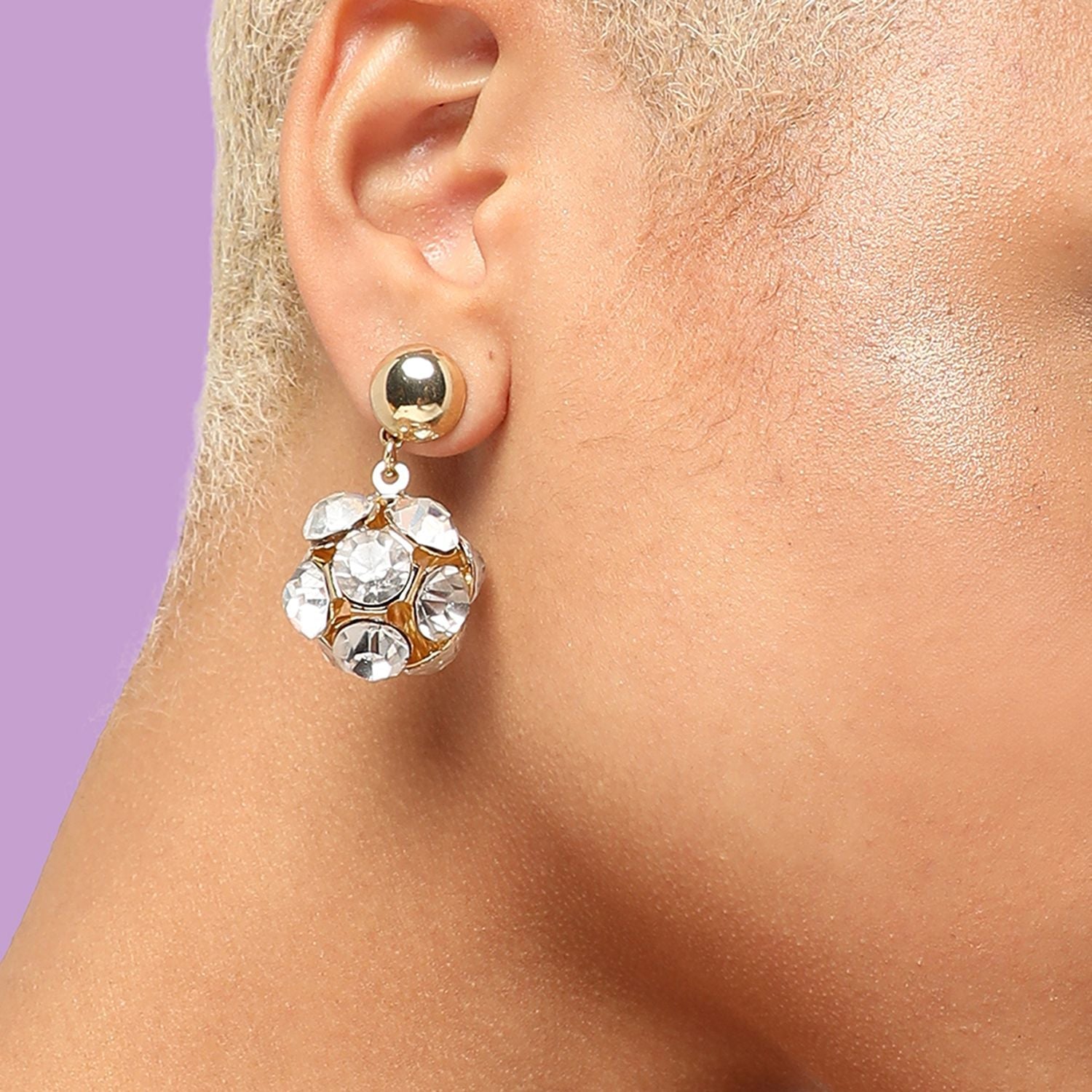 Gold Color Gold Plated Party Designer Stone Drop Earring For Women's
