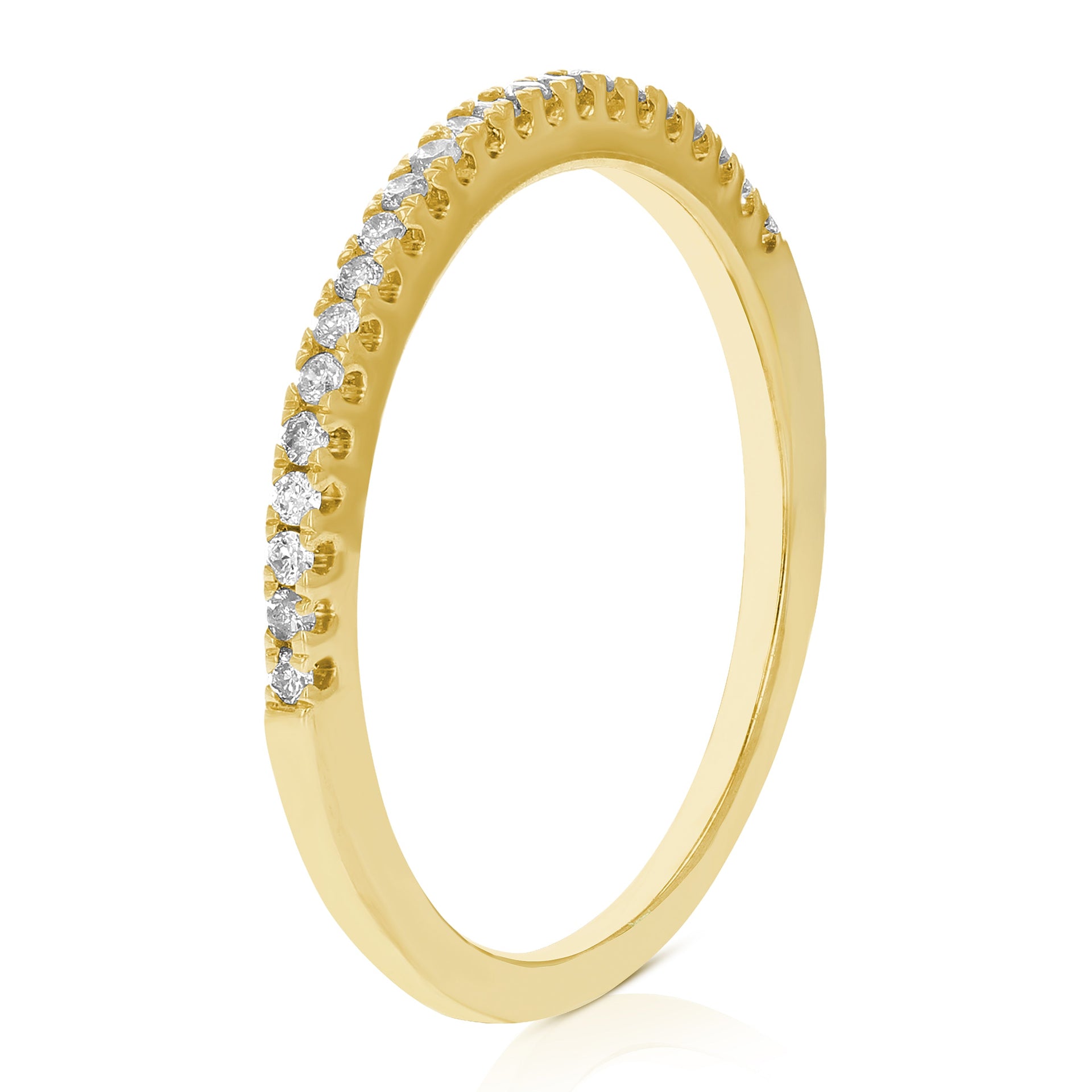 1/6 Cttw Pave Diamond Wedding Band 10K Gold Prong Set Round