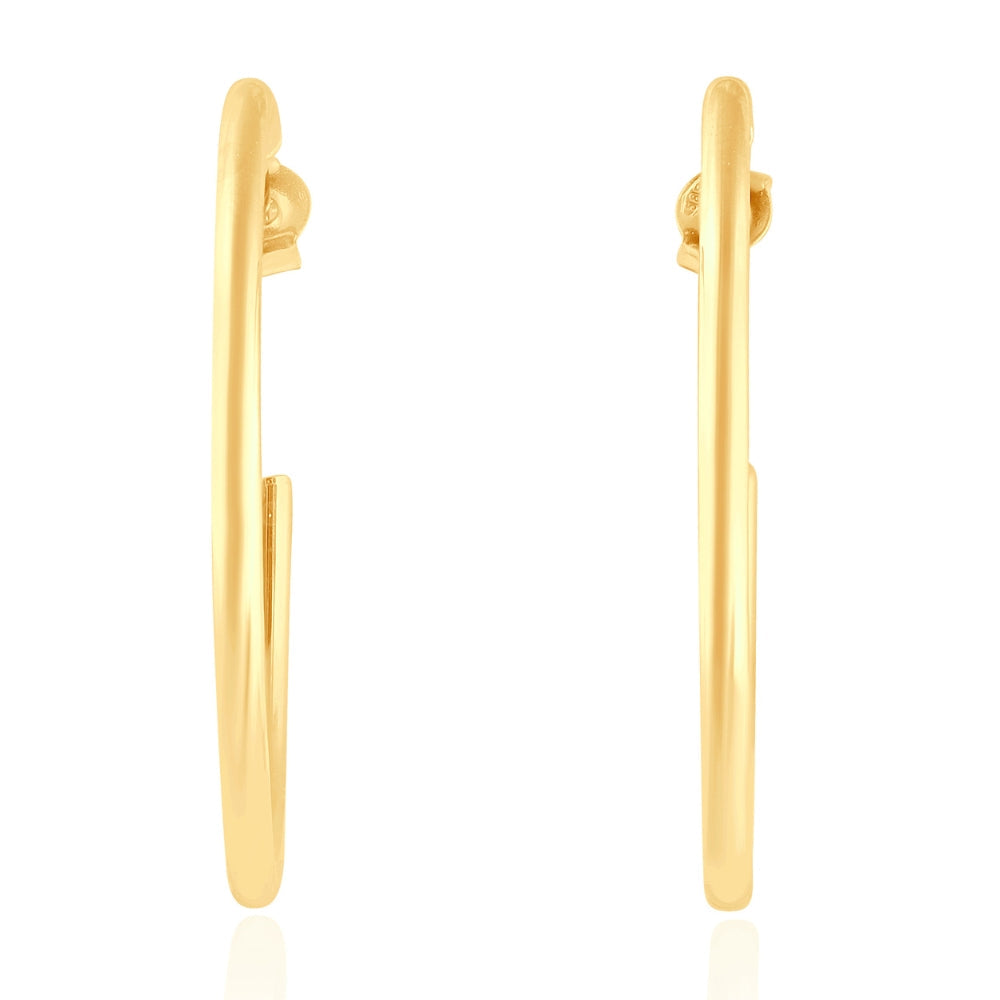 14k Yellow Gold 2mm Designer Hoops Women's Earrings 1 3/4' Tall 1.60grams