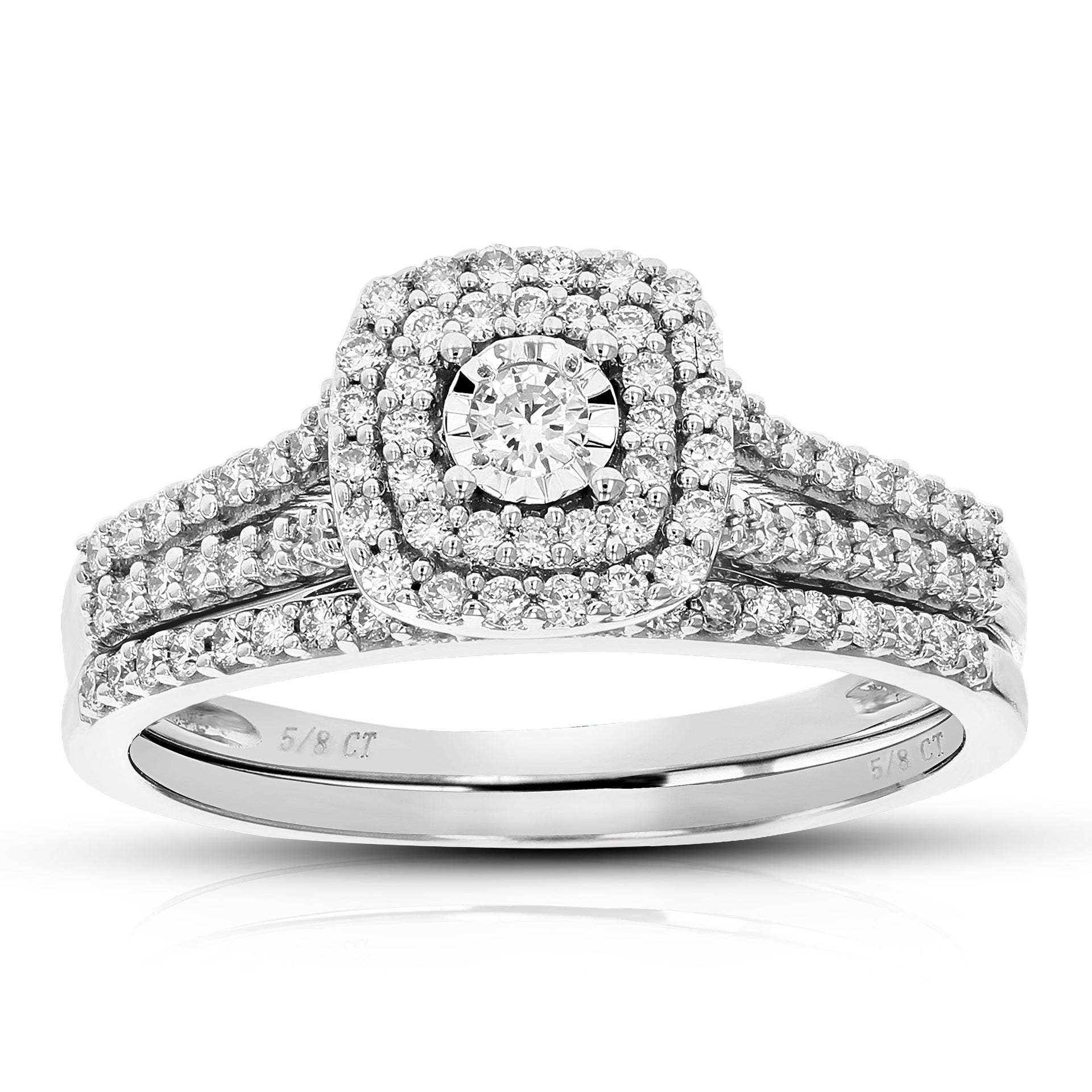 1/2 cttw Round Cut Lab Grown Diamond Wedding Engagement Ring Bridal Set .925 Sterling Silver