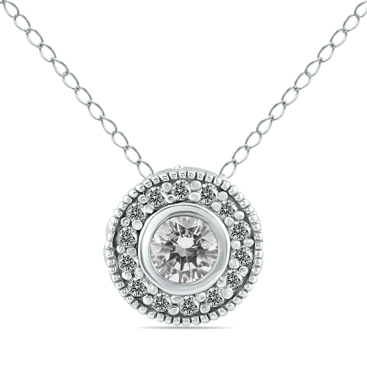 3/8 Ctw Natural Diamond Bezel Pendant In 10K