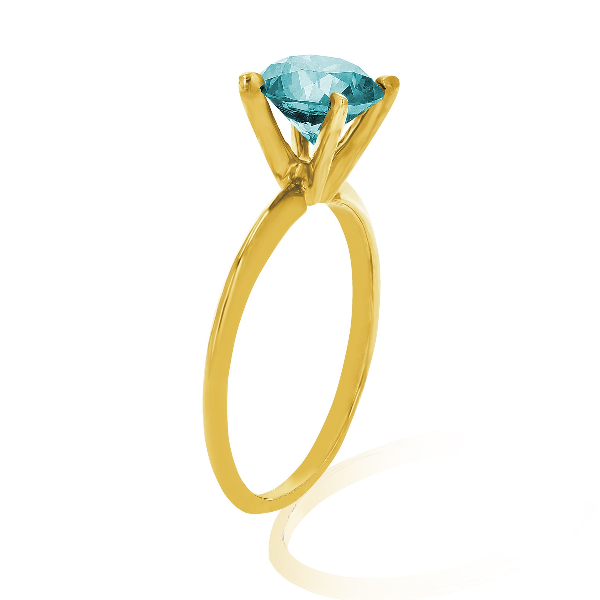 1.50 cttw Blue Diamond Solitaire Ring 14K Gold