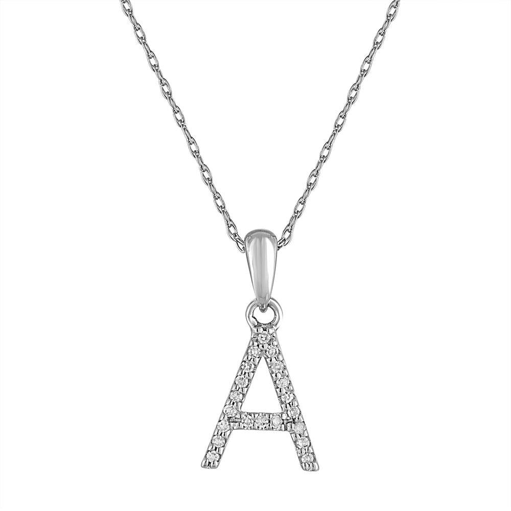 14k White Gold & Diamond Initial Necklace
