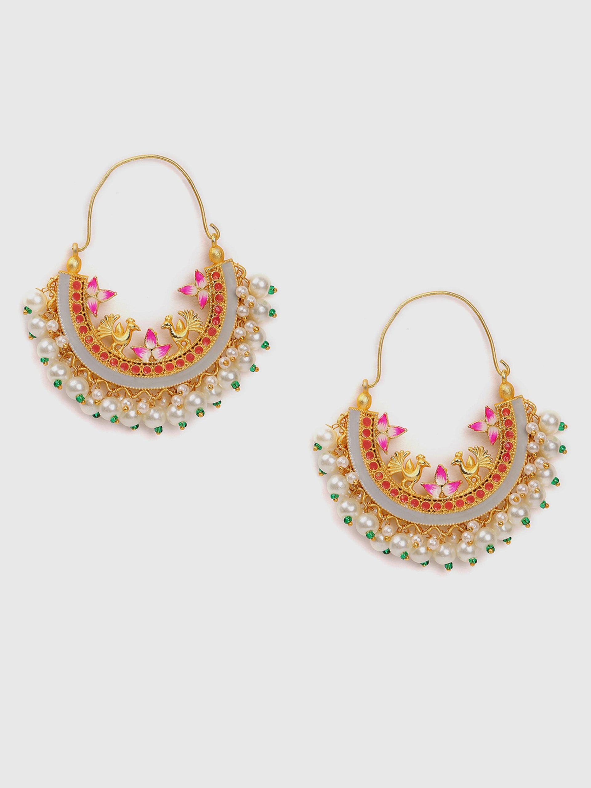 Gold-plated Meenakari Chandbalis