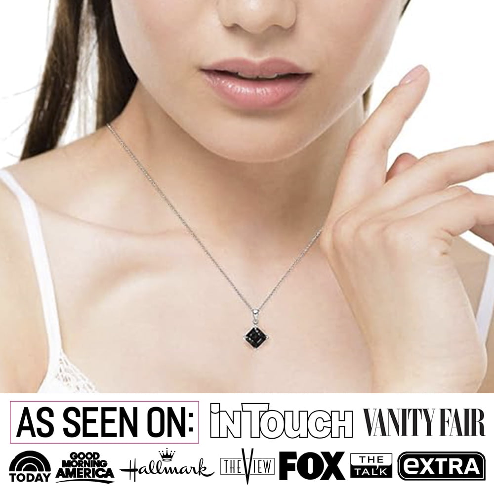 Samantha 18k White Gold Plated Pendant Necklace with Black Swarovski Crystal
