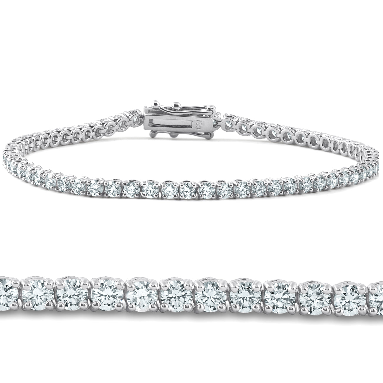 4 Carat TW Round Cut Diamond Tennis Bracelet 14k White Gold Lab Grown