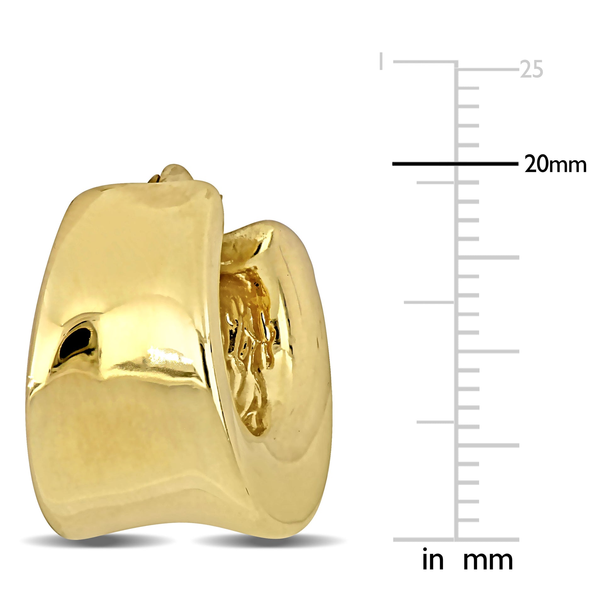 20 MM Polished Huggie Earrings in Yellow Plated Sterling Silver