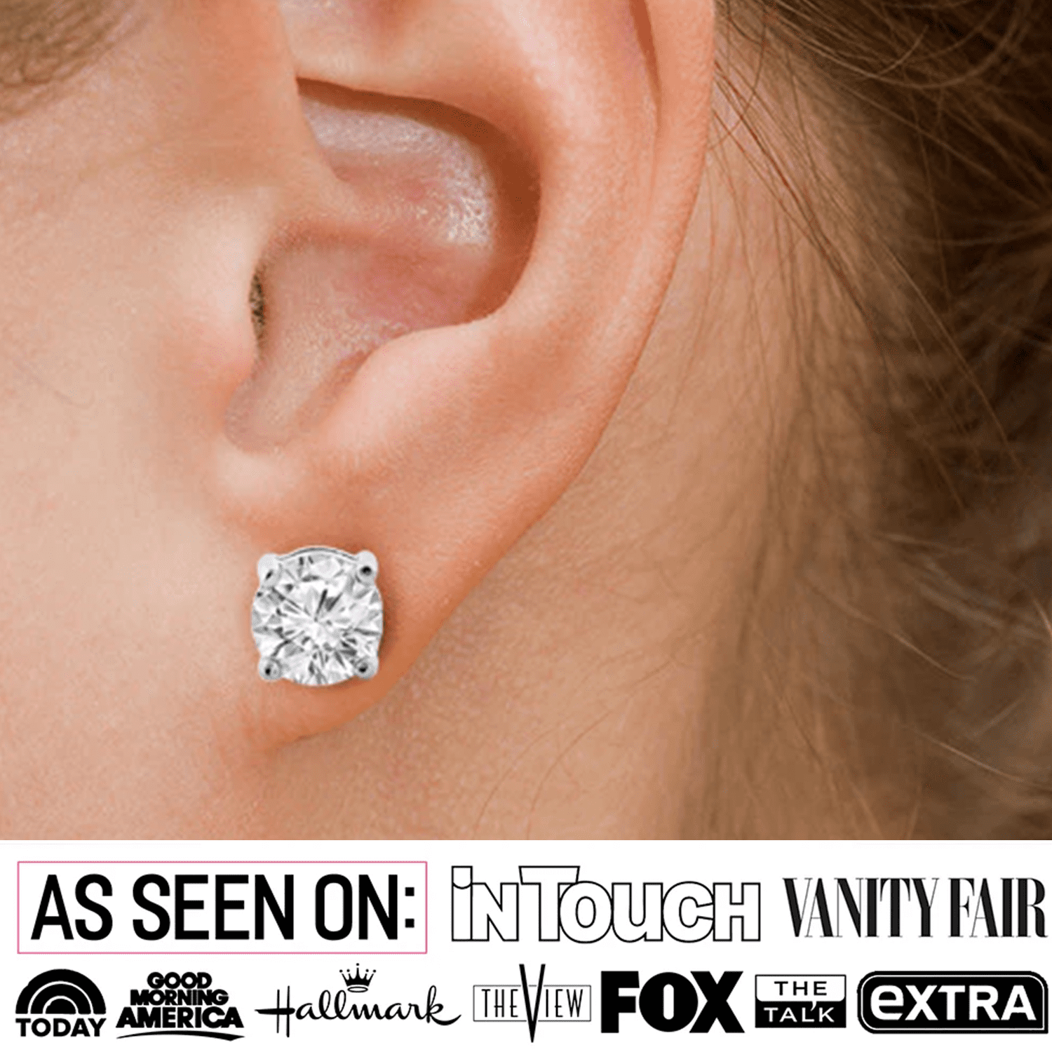 Magnolia 18k White Gold Plated Solitaire Stud Earrings with 1ct Simulated Diamond Crystals