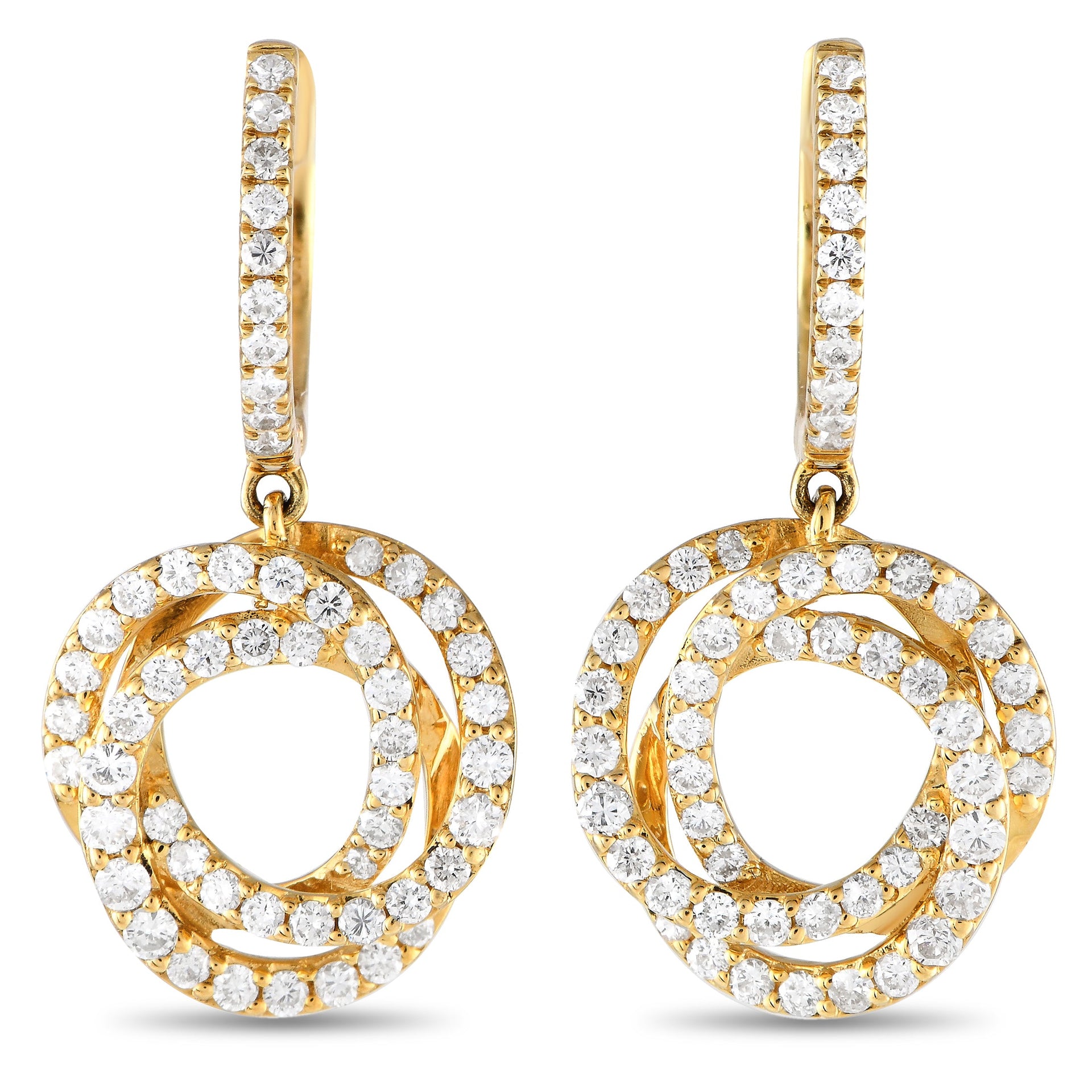 LB Exclusive 18K Yellow Gold 1.0ct Diamond Drop Earrings AER-13233-Y