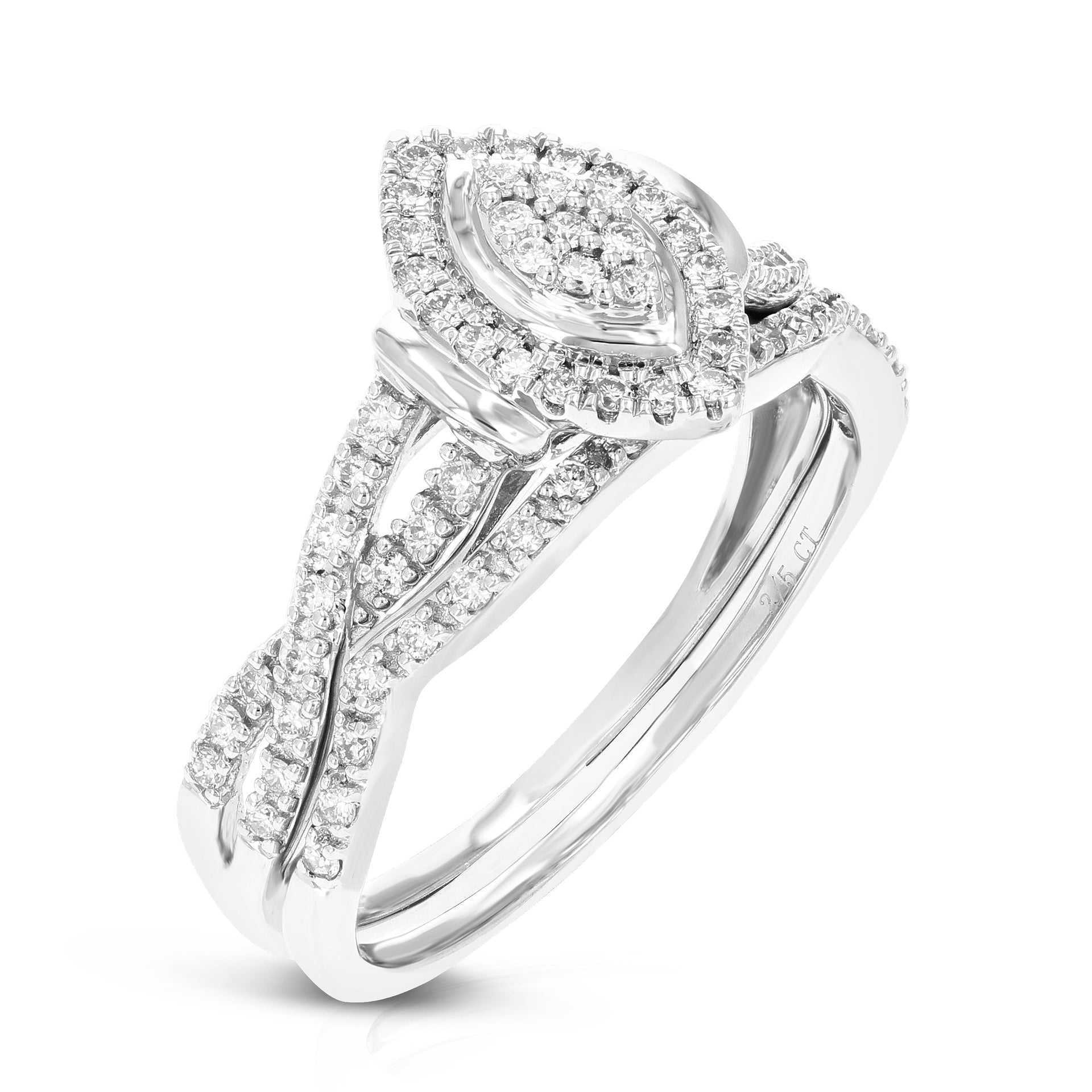 2/5 cttw Round Lab Grown Diamond Bridal Set .925 Sterling Silver Prong Set