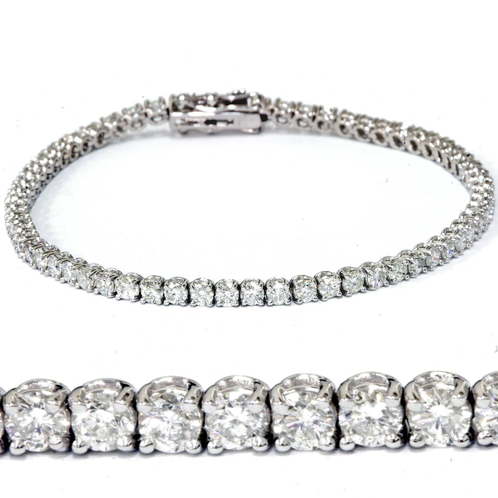 H SI 4.22 ct Diamond Tennis Bracelet 7' 18K White Gold