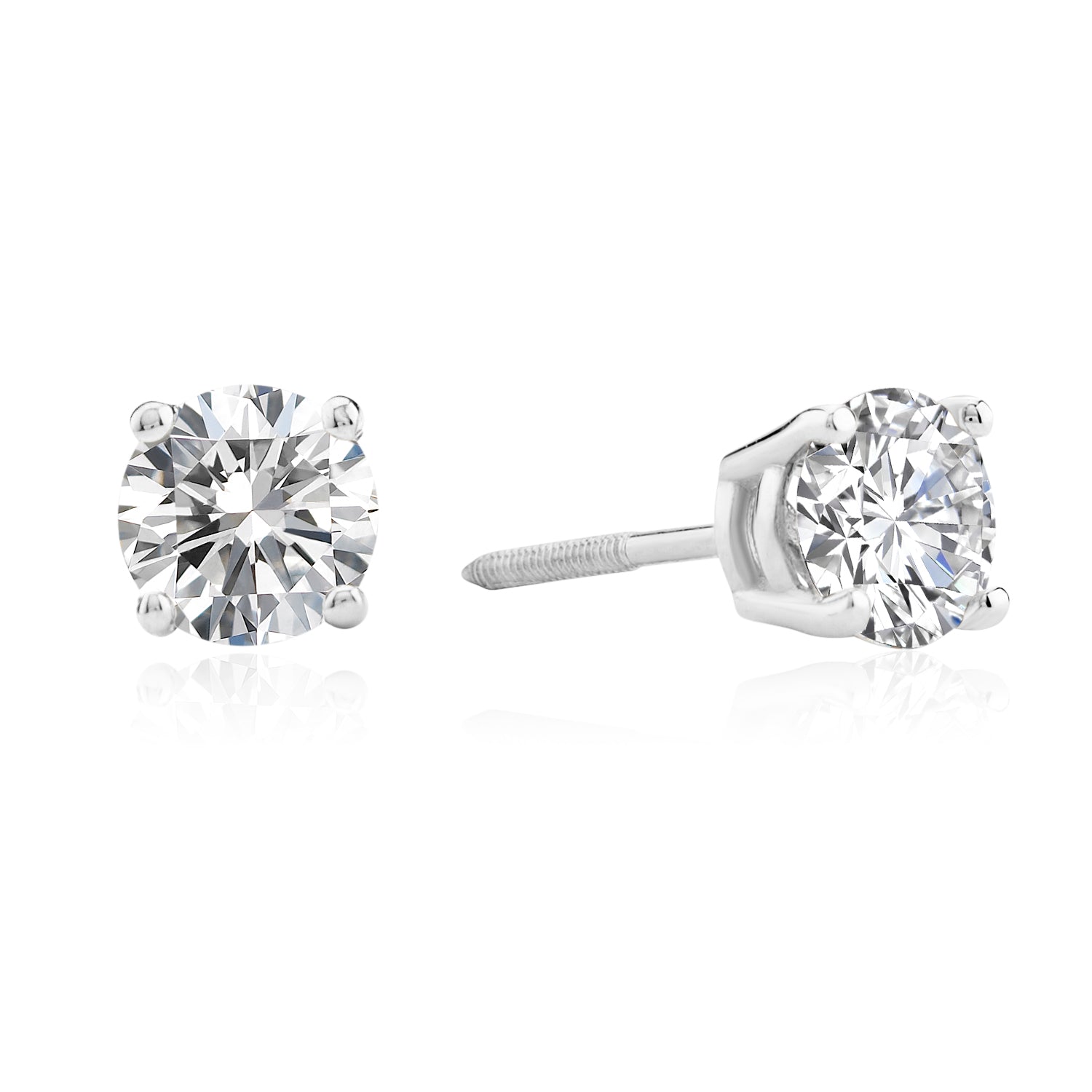 Certified 14k White Gold Lab Grown Diamond Solitaire Stud Earrings (1.0 ct.tw)