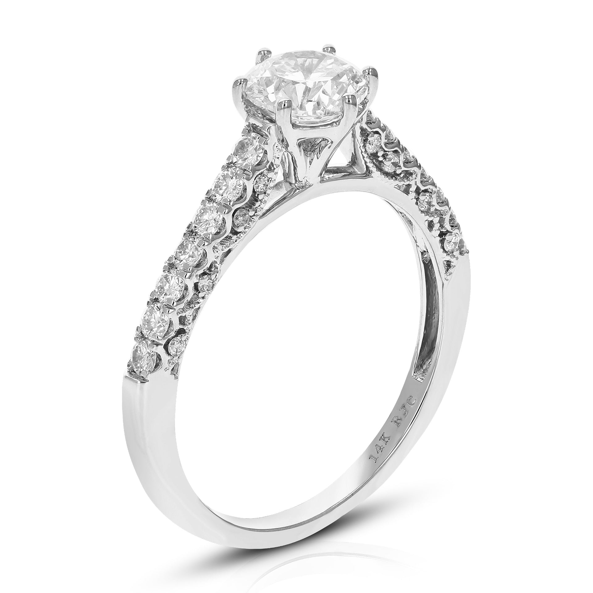 1.30 Cttw Lab Created Diamond Engagement Ring In 14K White Gold Prong Set Round