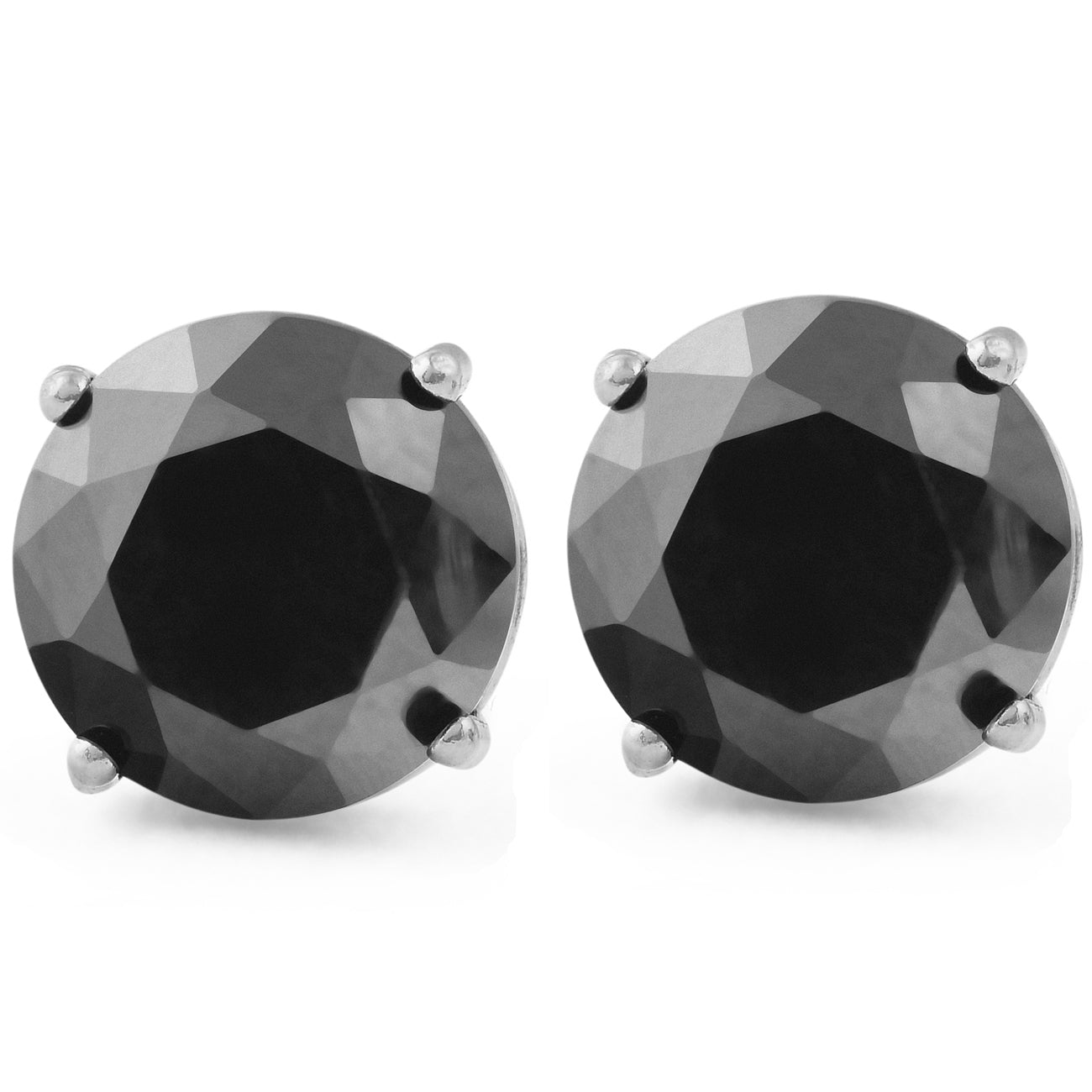 2 1/2 CT Black Diamond Studs Women's Earrings 14K White Gold
