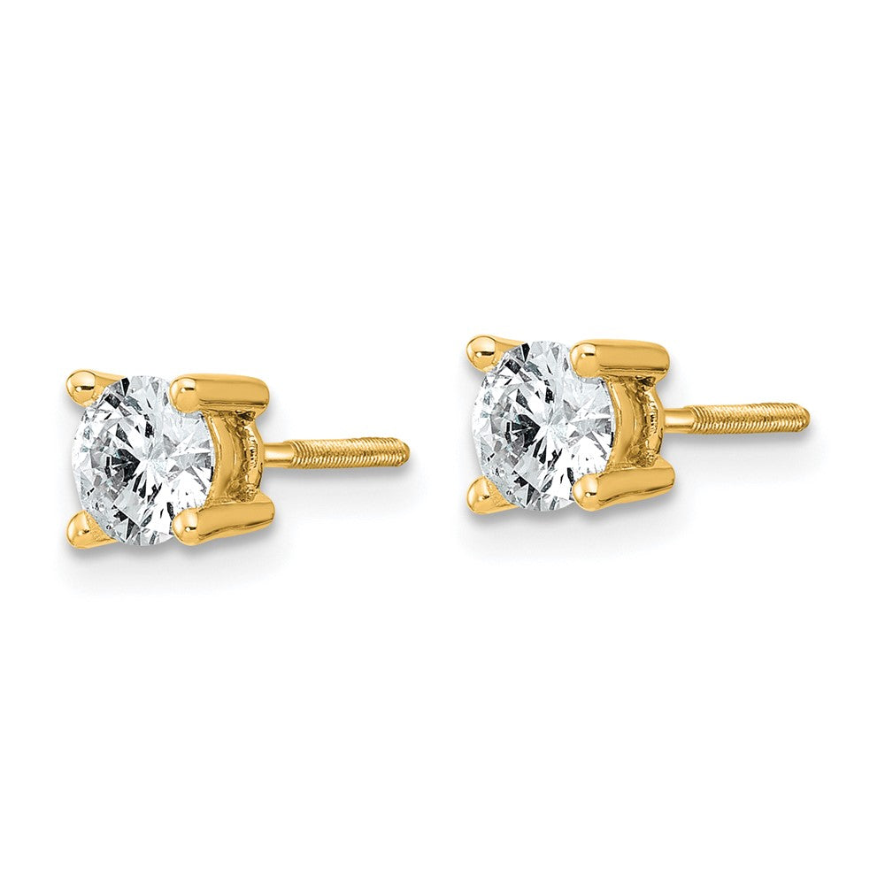 14k White Gold 3/4 CT Round Lab Grown Diamond Stud Earrings Screw Back VS Clarity D-E Color
