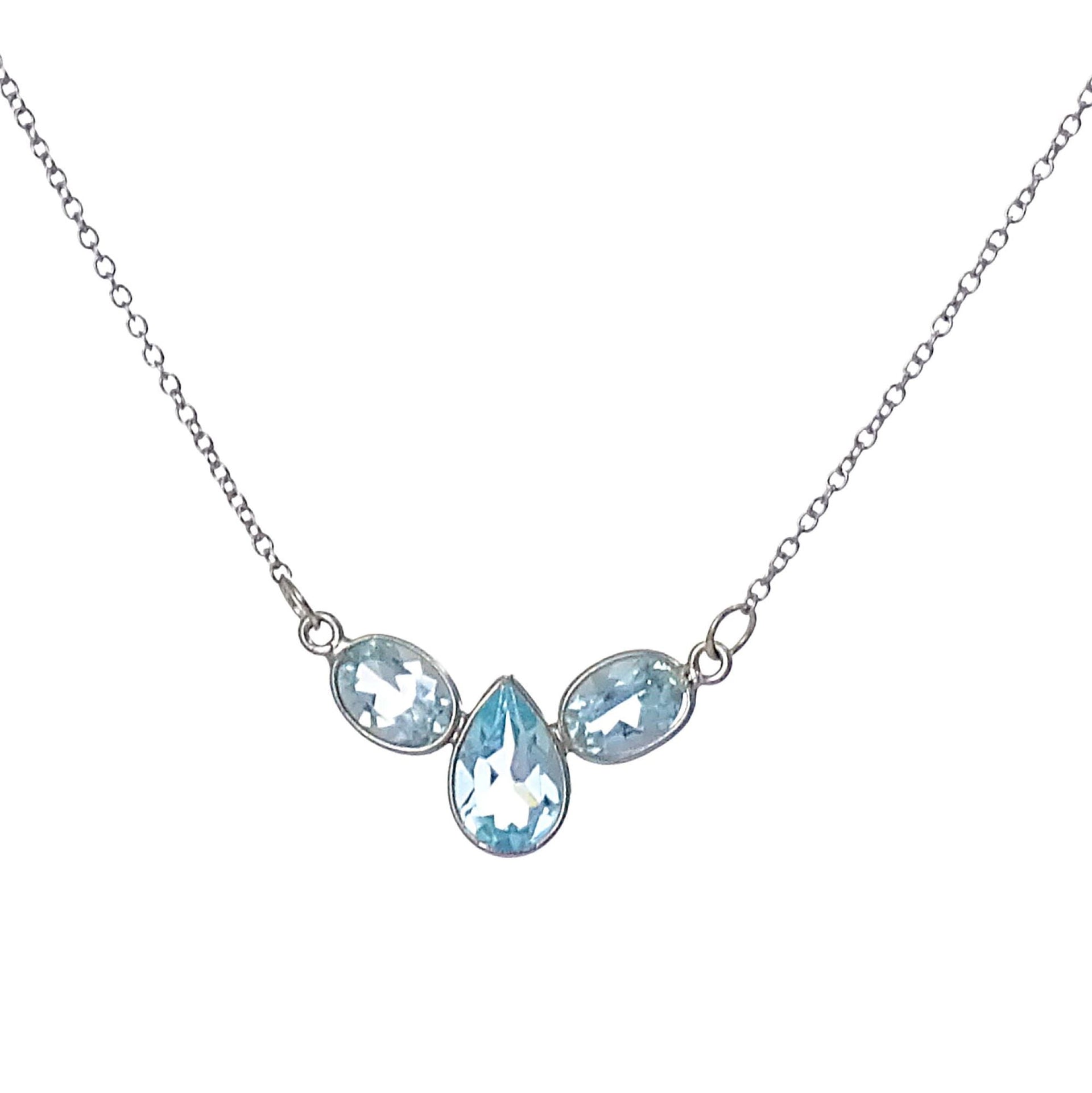 STERLING SILVER BLUE TOPAZ NECKLACE