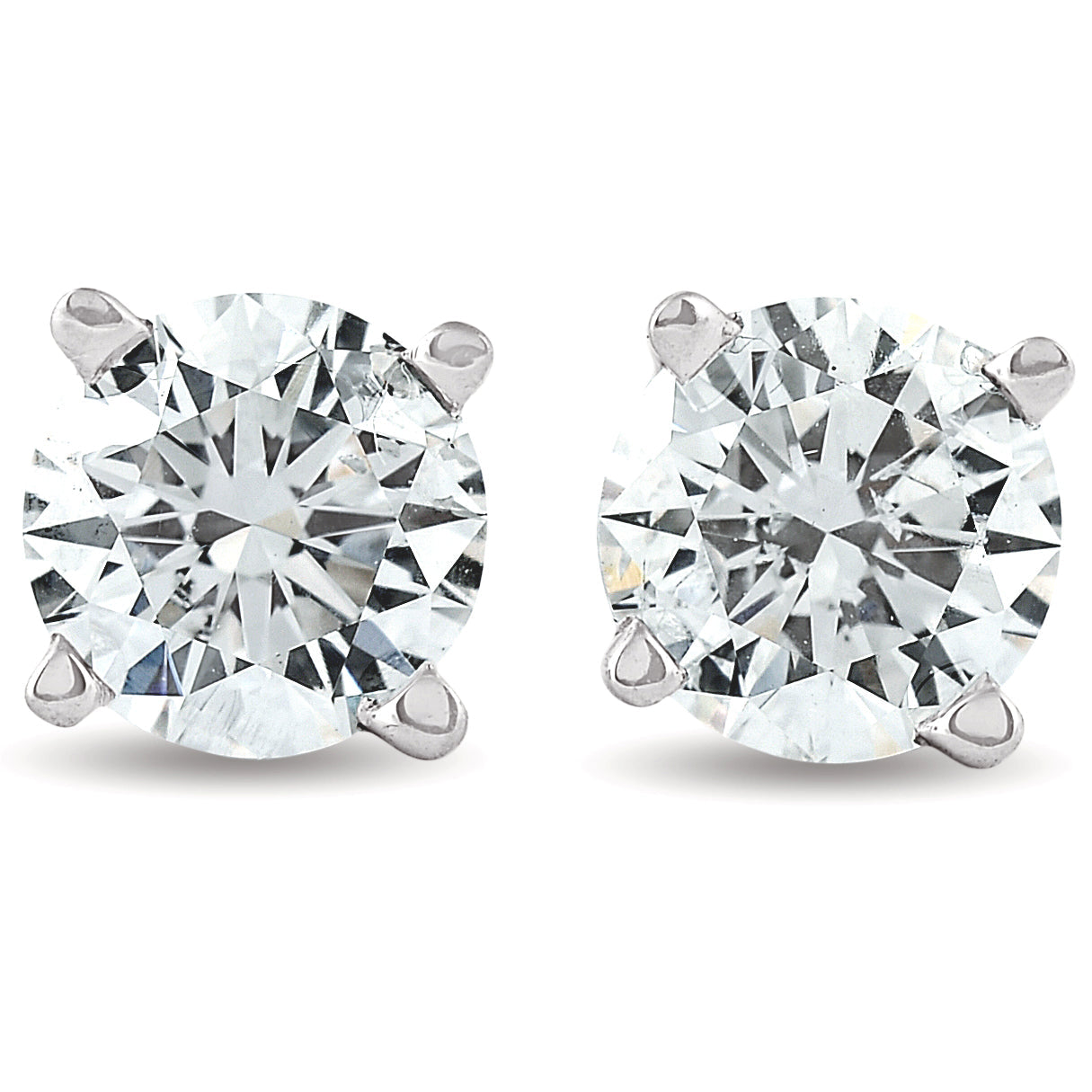 1.25 ct Solitaire Diamond Stud 4 Prong Earrings 14K White Gold Enhanced