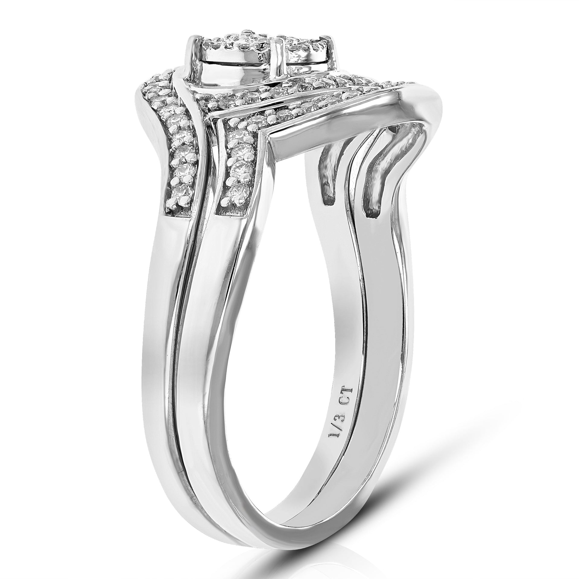 1/3 cttw Round Cut Lab Grown Diamond Bridal Set .925 Sterling Silver