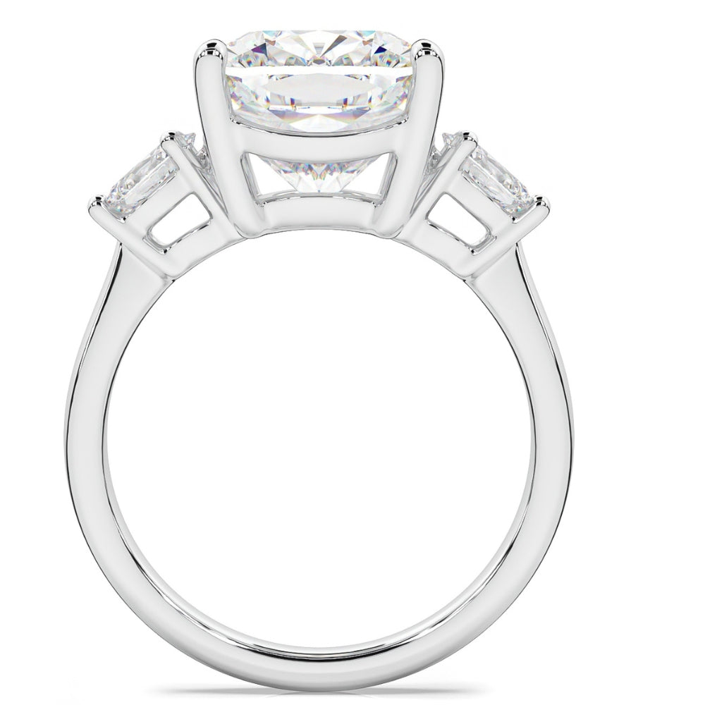 Certified 6 ct Cushion Cut 3-Stone Diamond Engagement Ring 14k Gold Lab Grown