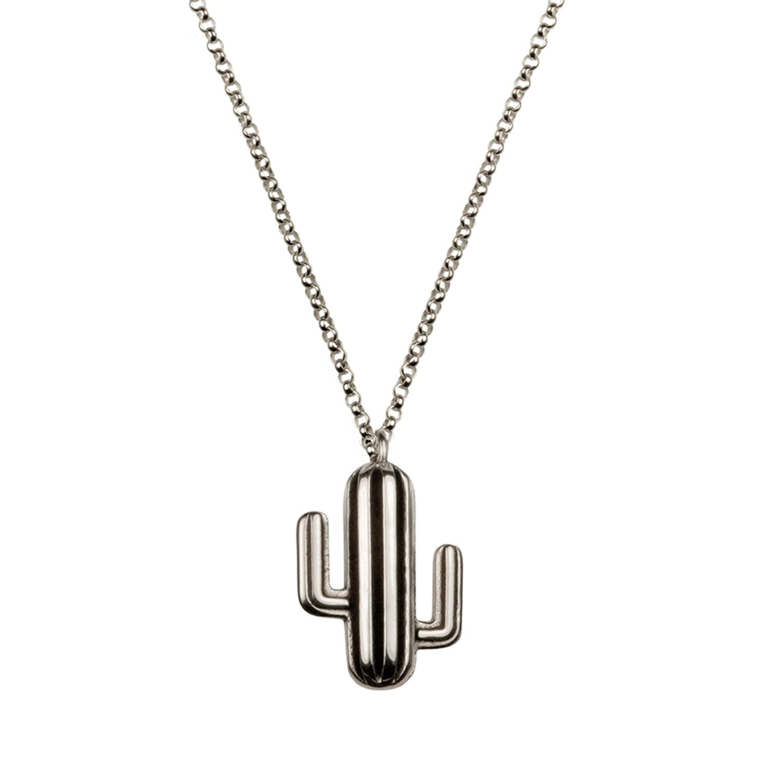 Large Cactus Necklace - Silver
