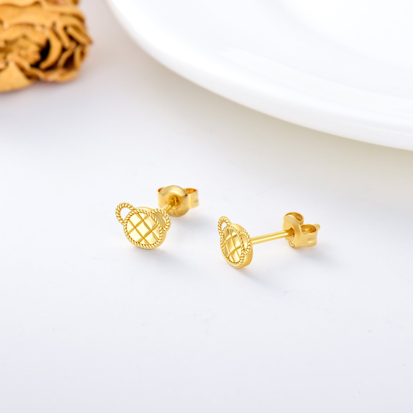 9K Gold Bear Stud Earrings