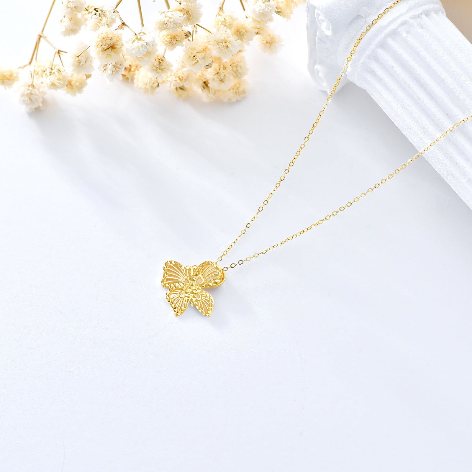 9K Gold Butterfly Pendant Necklace