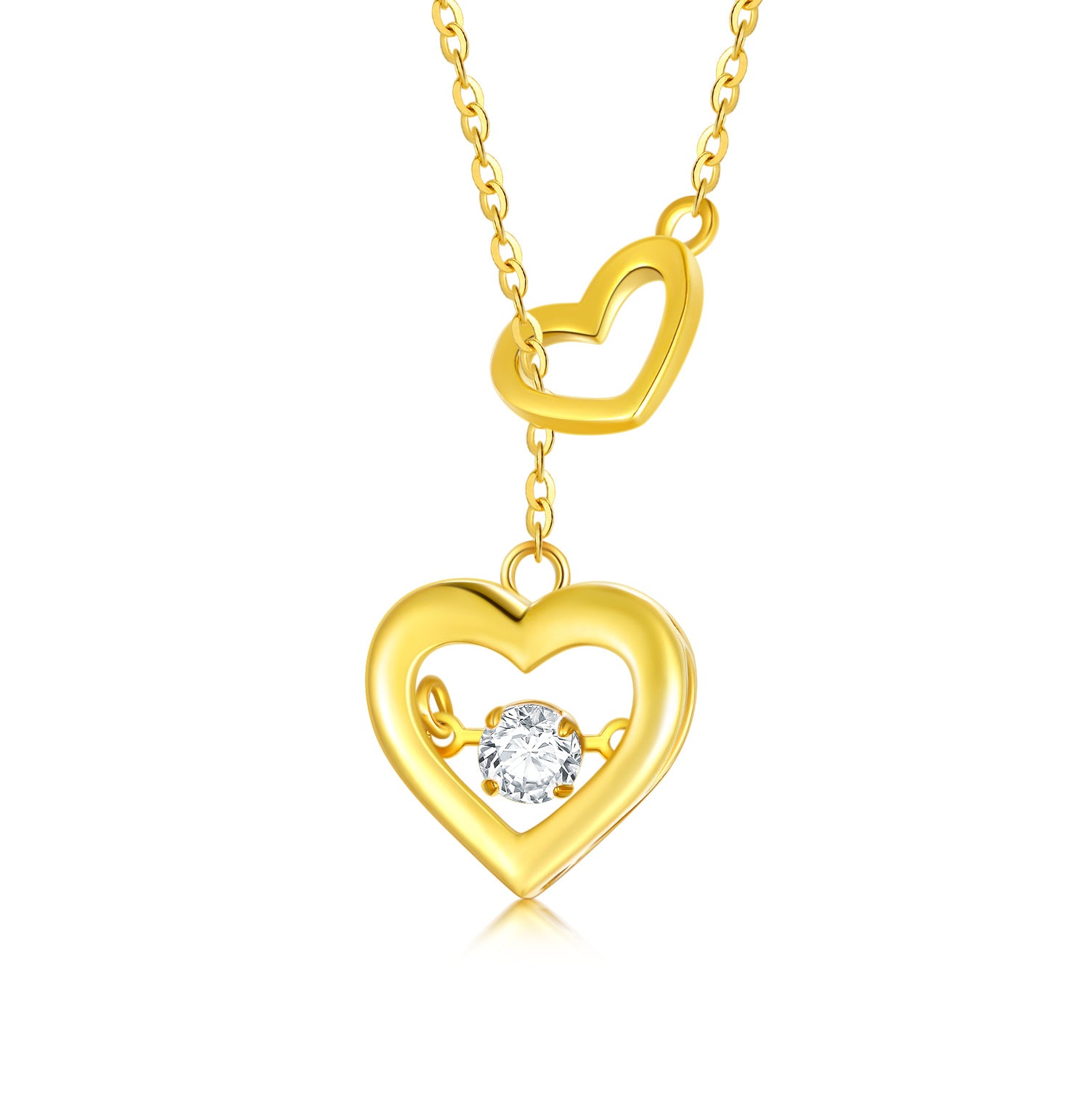 9K Gold Circular Shaped Moissanite Heart Pendant Necklace