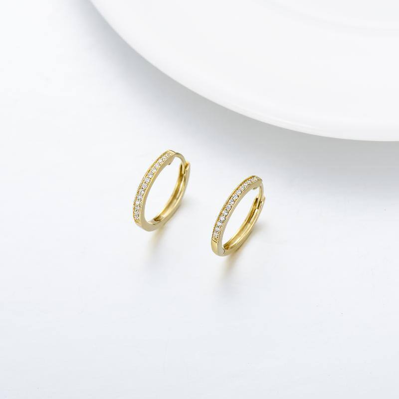 9K Gold Circular Shaped Moissanite Round Hoop Earrings