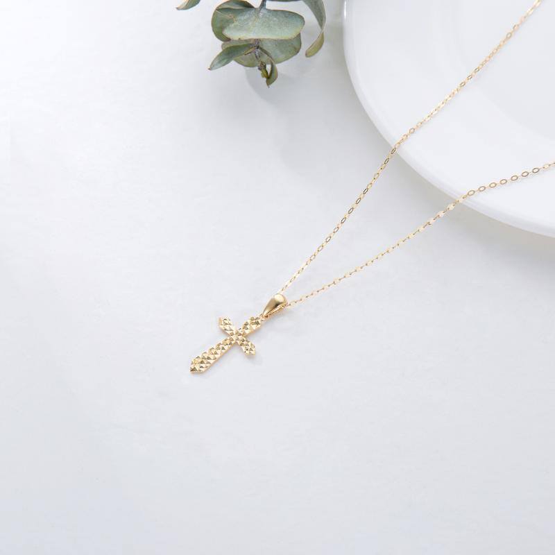 9K Gold Cross Pendant Necklace