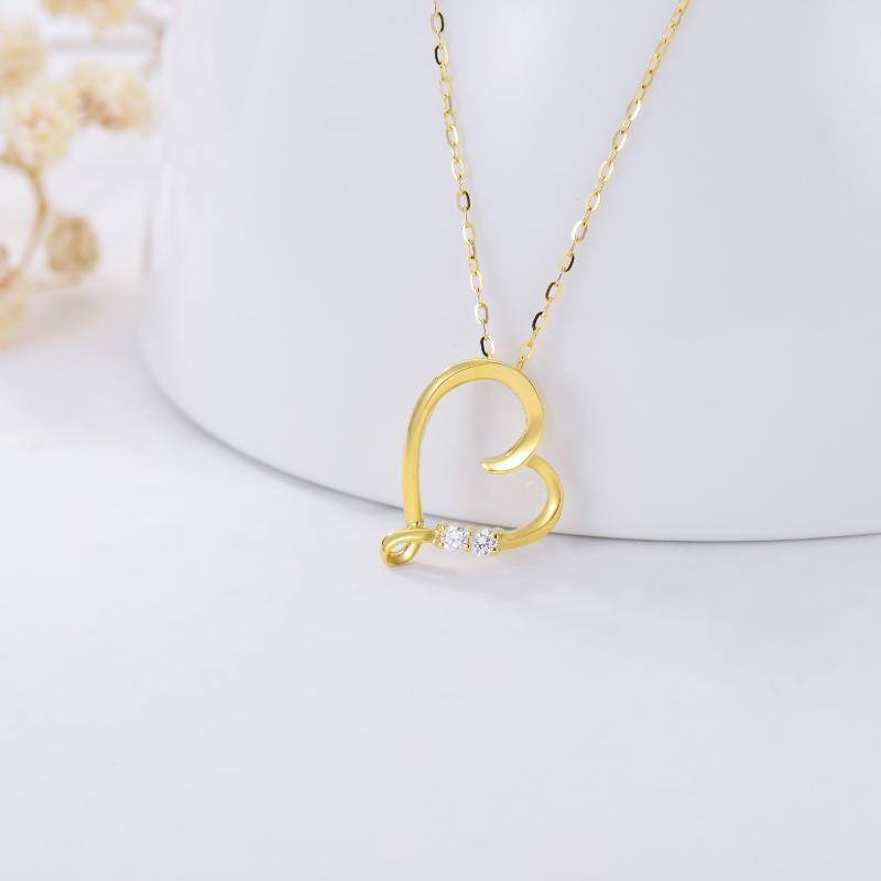 9K Gold Diamond Heart Pendant Necklace