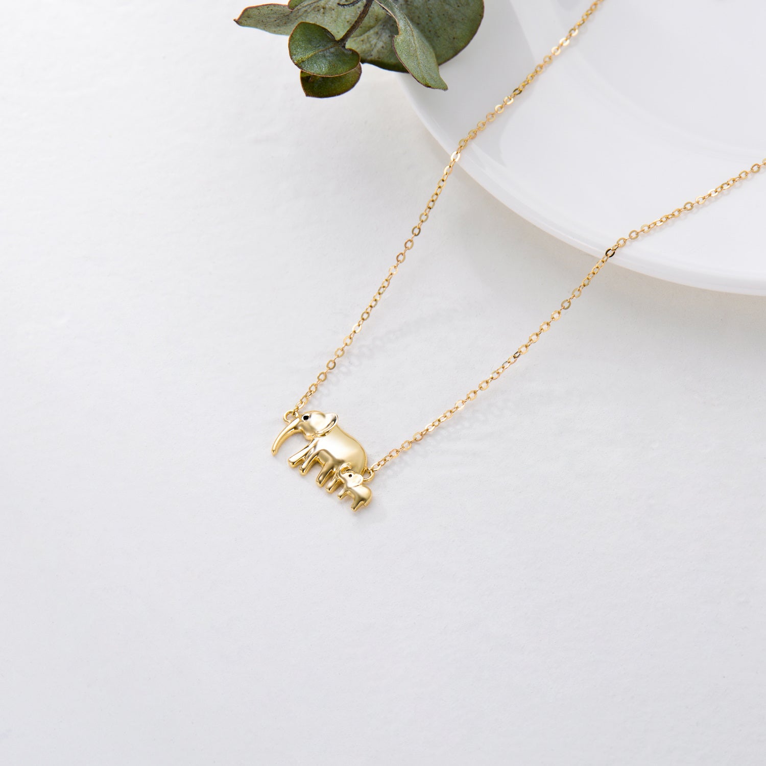 9K Gold Elephant Pendant Necklace