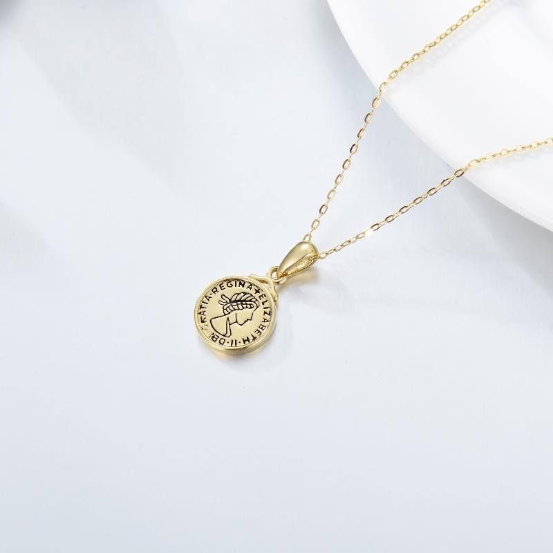 9K Gold Elizabeth II Coin Pendant Necklace