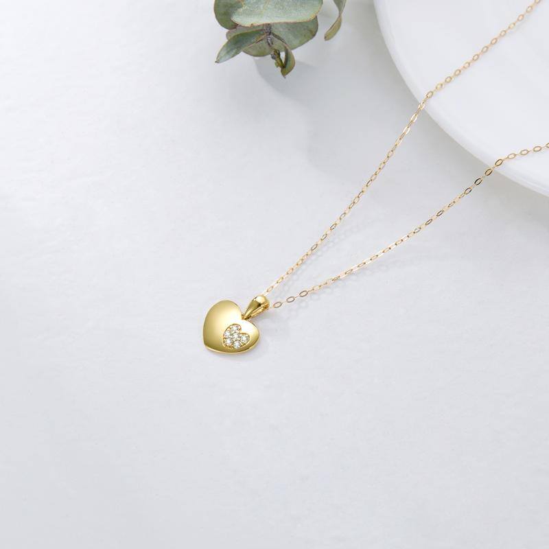 9K Gold Cubic Zirconia Heart Pendant Necklace