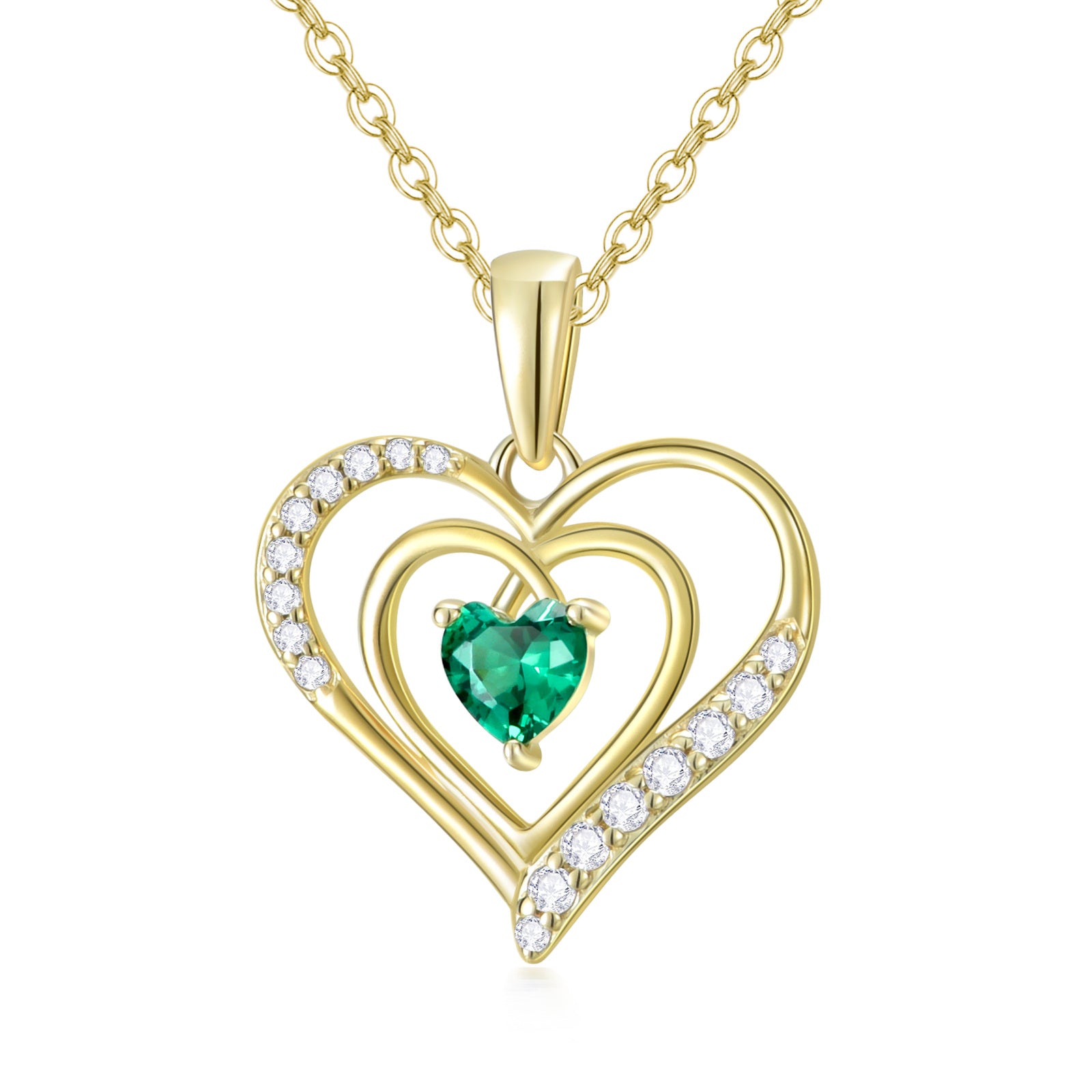 9K Gold Cubic Zirconia Heart Pendant Necklace