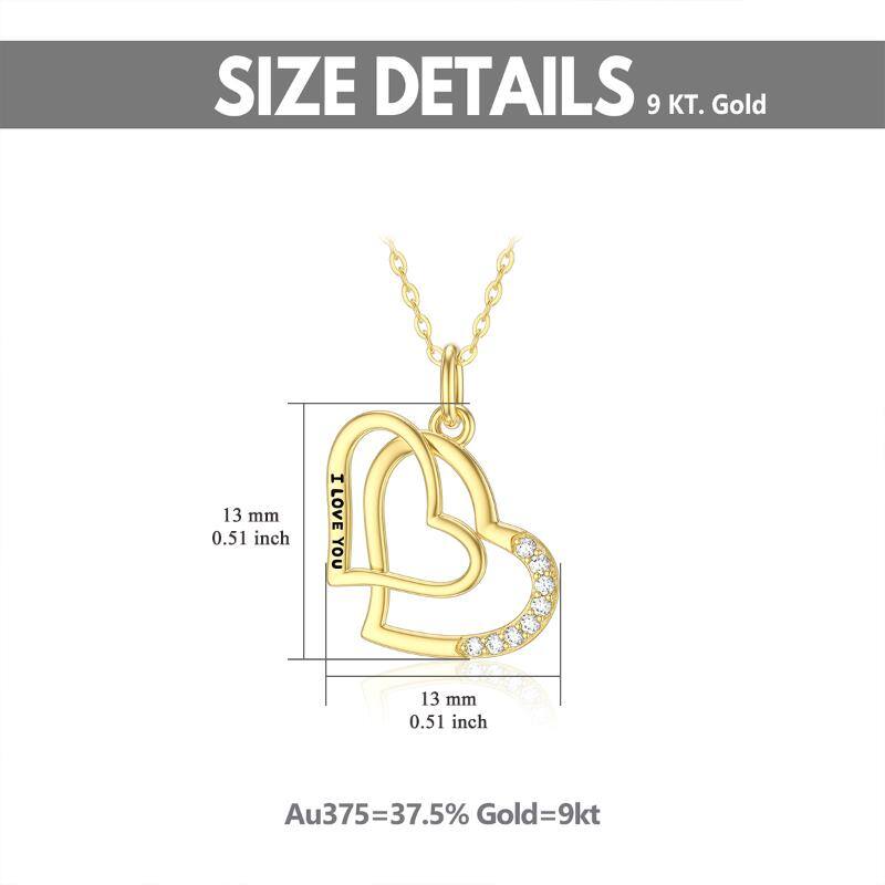 9K Gold Cubic Zirconia Heart Pendant Necklace