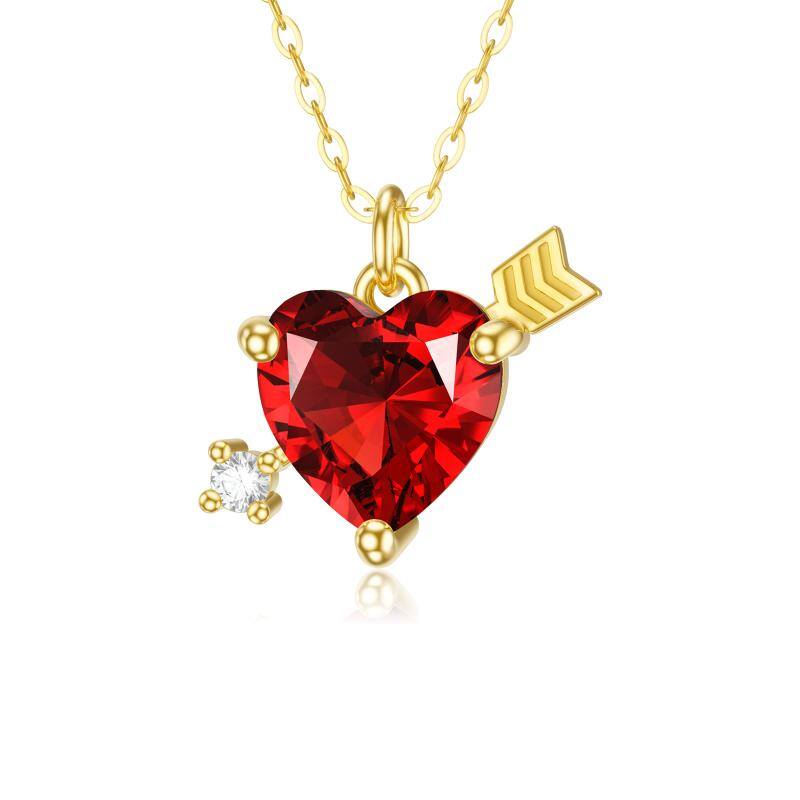 9K Gold Cubic Zirconia Heart Pendant Necklace