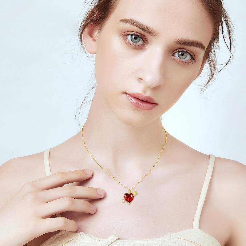 9K Gold Cubic Zirconia Heart Pendant Necklace