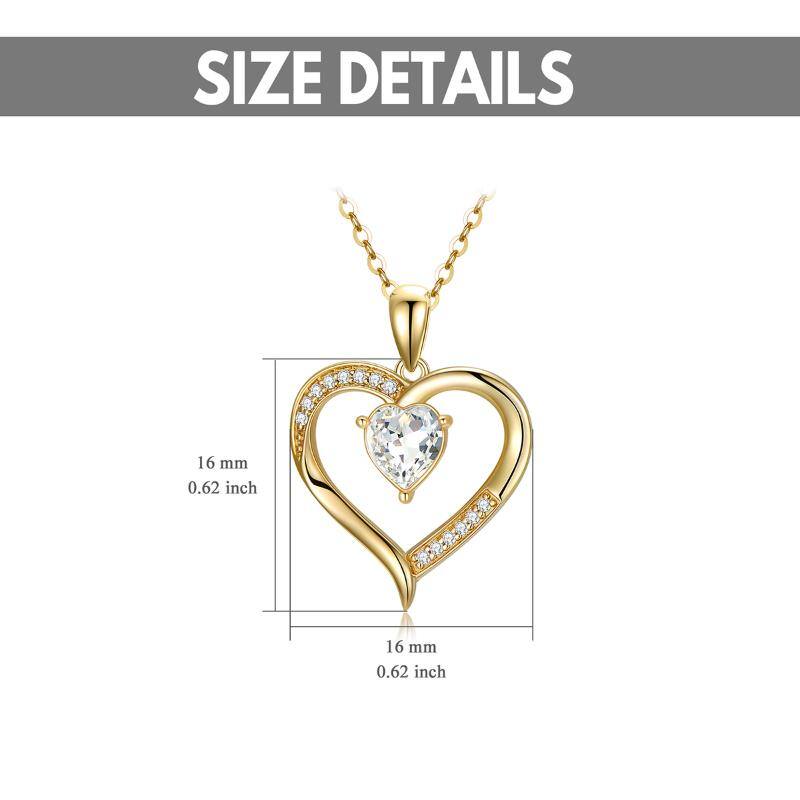 9K Gold Heart Pendant Necklace With 5A Austrian Zircon