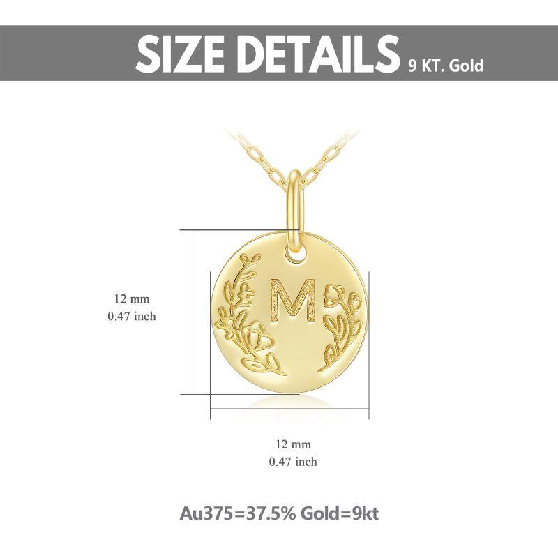 9K Gold Letter Coin Pendant Necklace