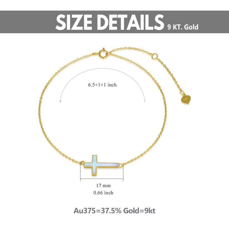 9K Gold Moonstone Cross Charm Bracelet