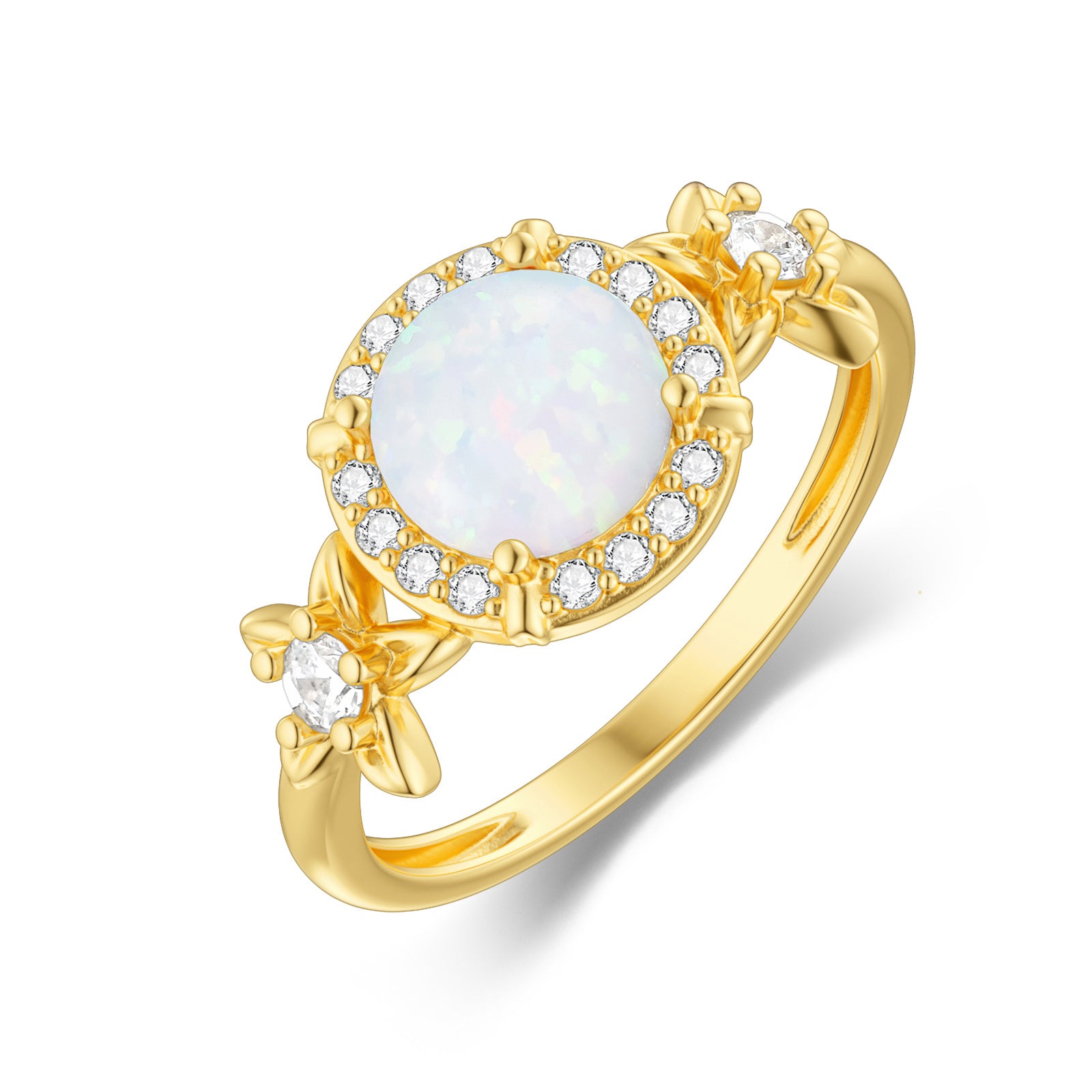 9K Gold Opal Engagement Ring
