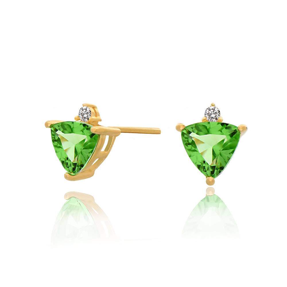 9K Gold Cubic Zirconia Personalized Birthstone Stud Earrings For Women