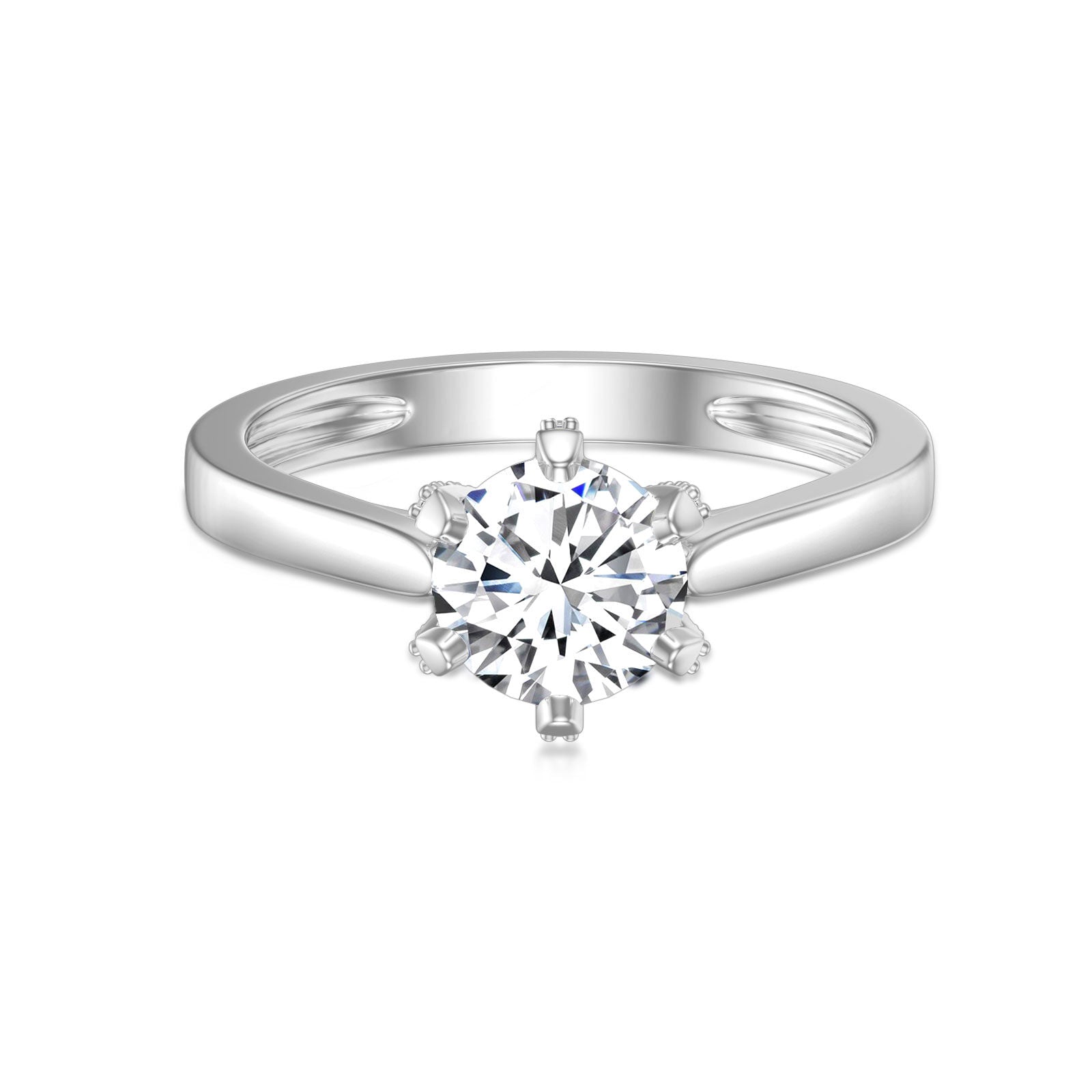 9K White Gold Round Shaped Diamond Custom Round Wedding Ring 3EX IGI Certified