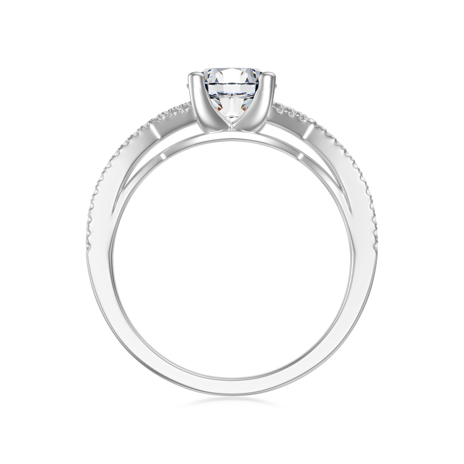 9K White Gold 0.8 Round Cut Laboratory Diamonds Custom Wedding Ring