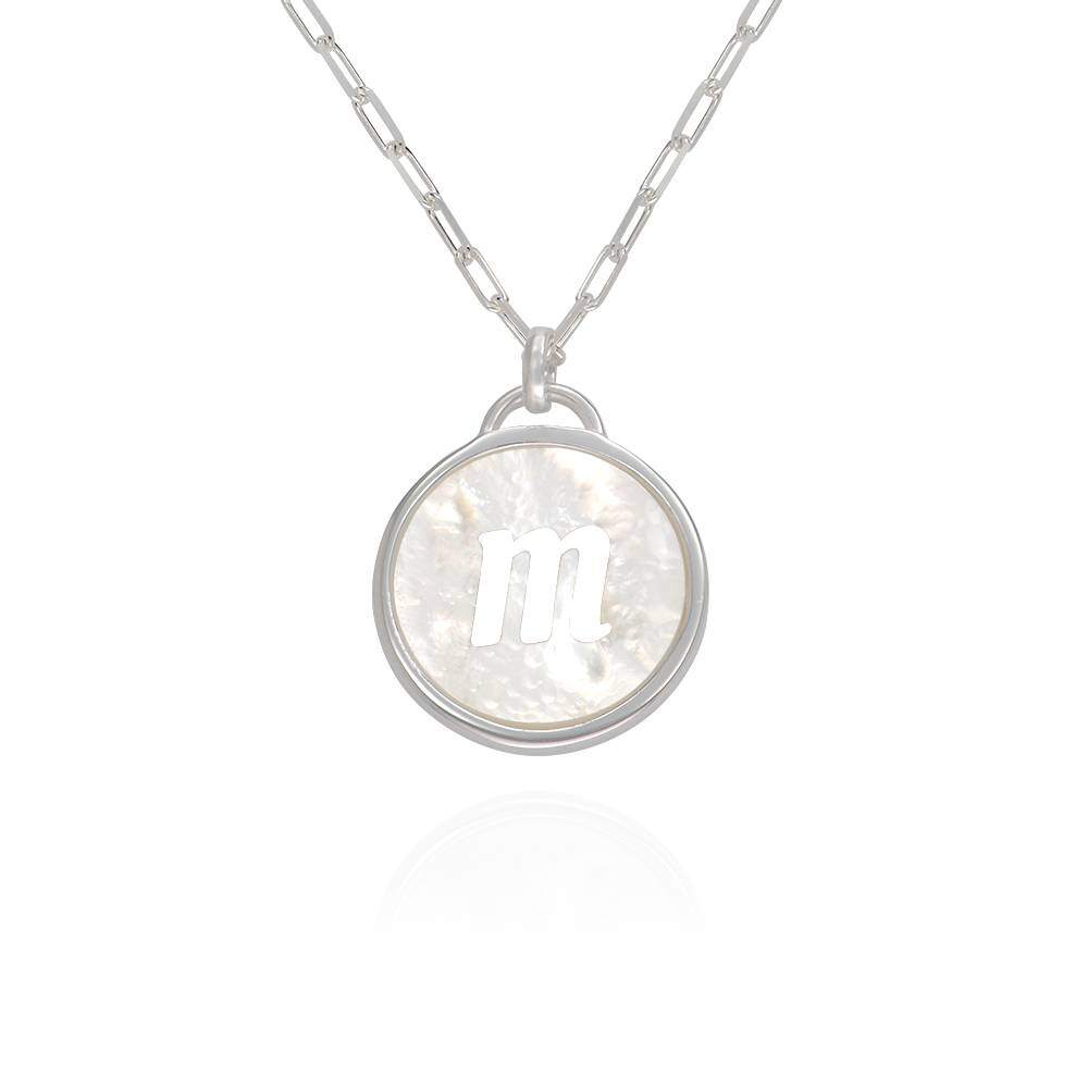 9K White Gold Mother Of Pearl Personalized Initial Letter Pendant Necklace For Women