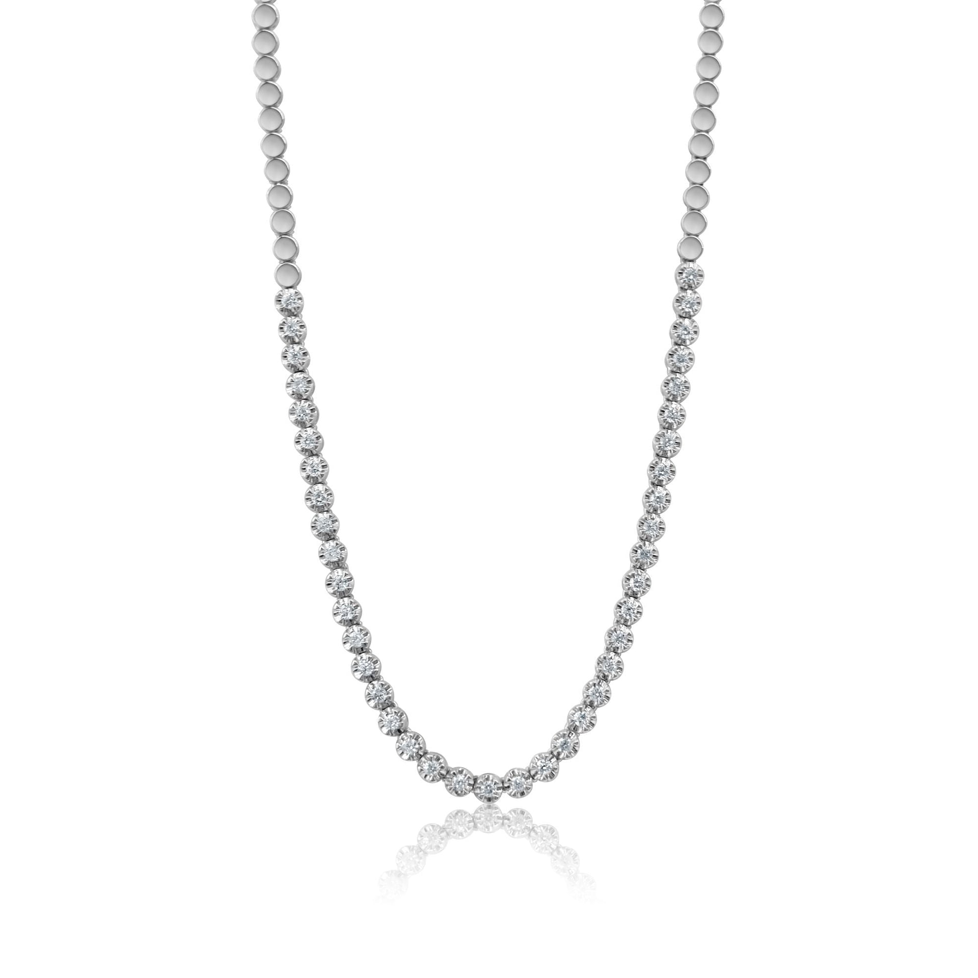 Gold Half Diamond Round Tennis Necklace