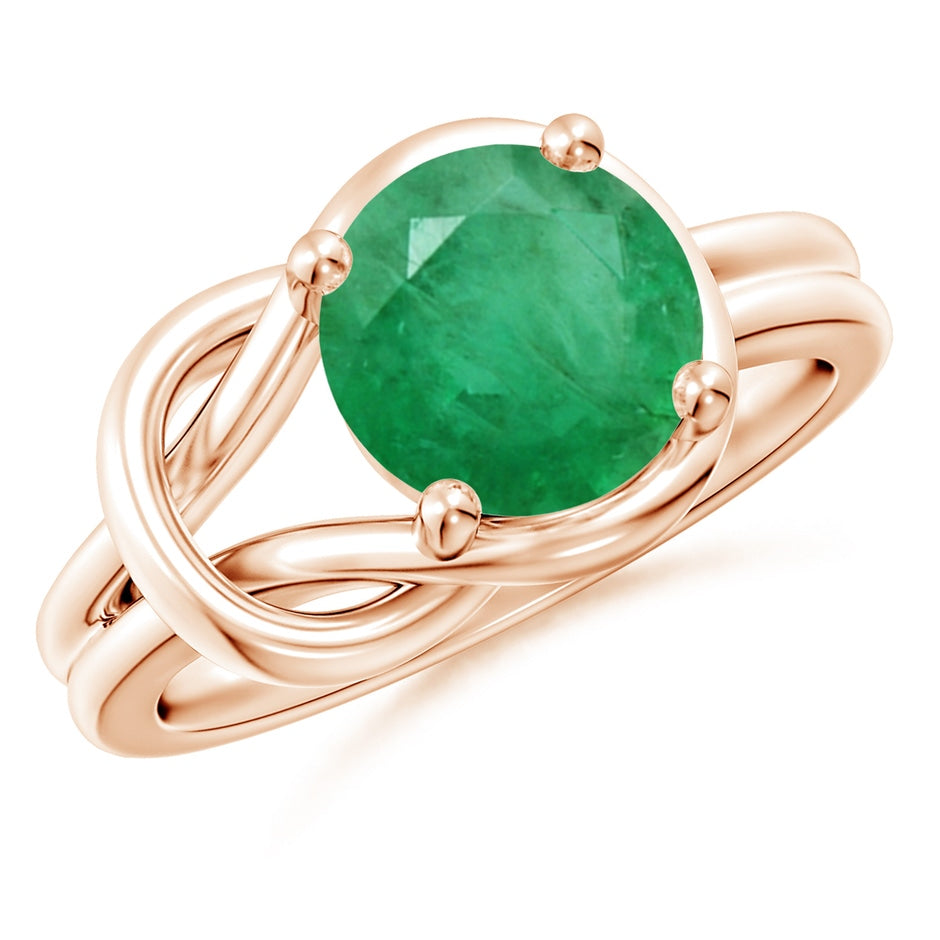 Solitaire Emerald Infinity Knot Engagement Ring