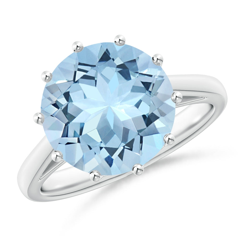 Vintage Style Round Aquamarine Solitaire Ring